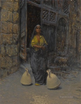 「水を運ぶ人」 アルフォンス・レオポルド・ミーリッヒ オリエンタリストの場面 Oil Paintings